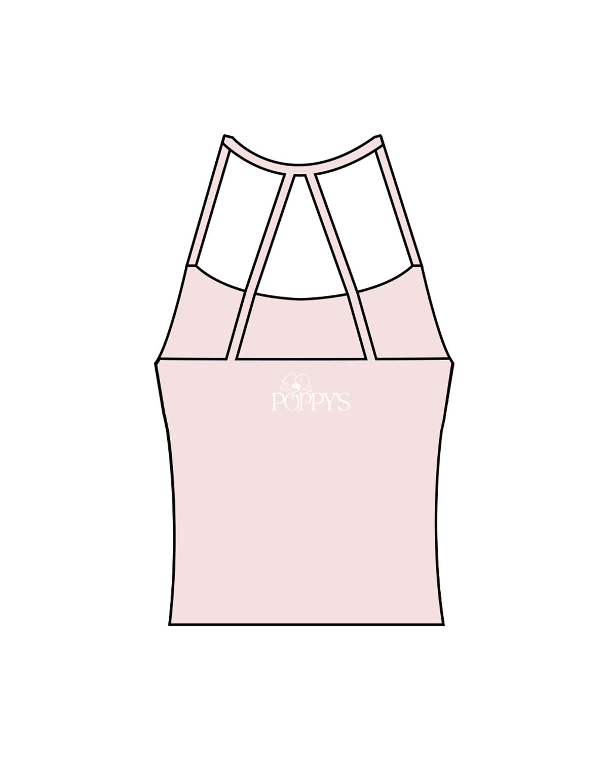 The Womens Sporty Tank - Pink - Poppys Pilates - Center Back Logo - Printed - White