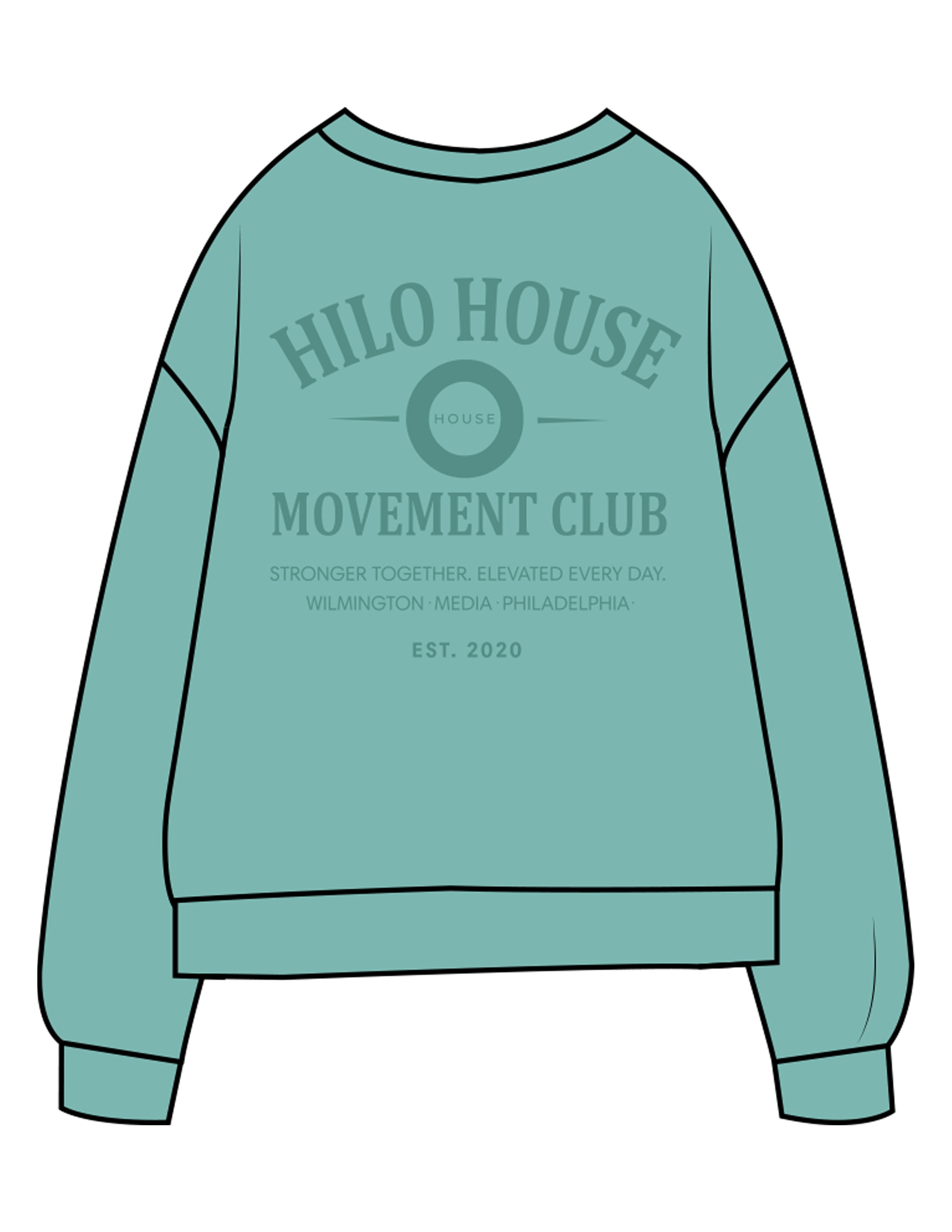 The Midweight Unisex Crewneck - Washed Mint - HiLo - Center Chest & Back Stacked - Printed - Tone on Tone