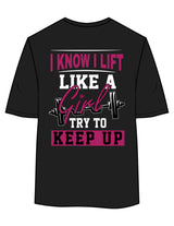 The Womens Oversized Tee - Black - Delta Fitness - Upper Chest & Back Stacked "I LIFT" - Printed - Full Color