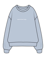 The Womens Crewneck - Powder - Higher Ground - Center Chest & Back Stacked - White