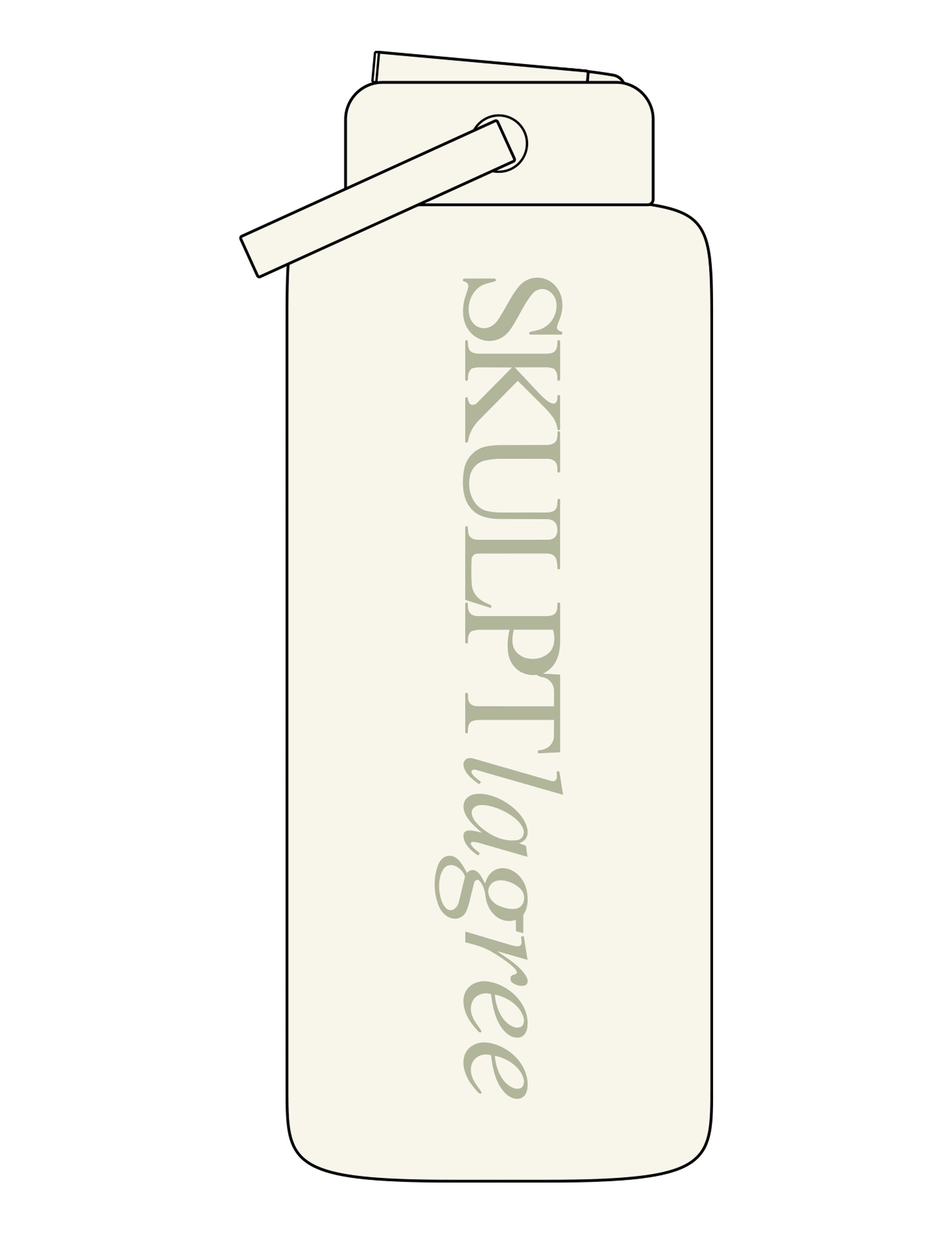 The Wide Mouth Water Bottle - Off White - Skulpt Lagree - Center Body - Printed - Pistachio