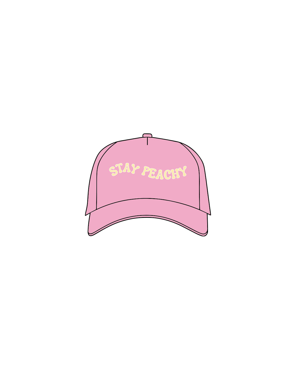 The Trucker Hat - Pink - Peachy Glow - Center Crown Wavy - Embroidered - Full Color