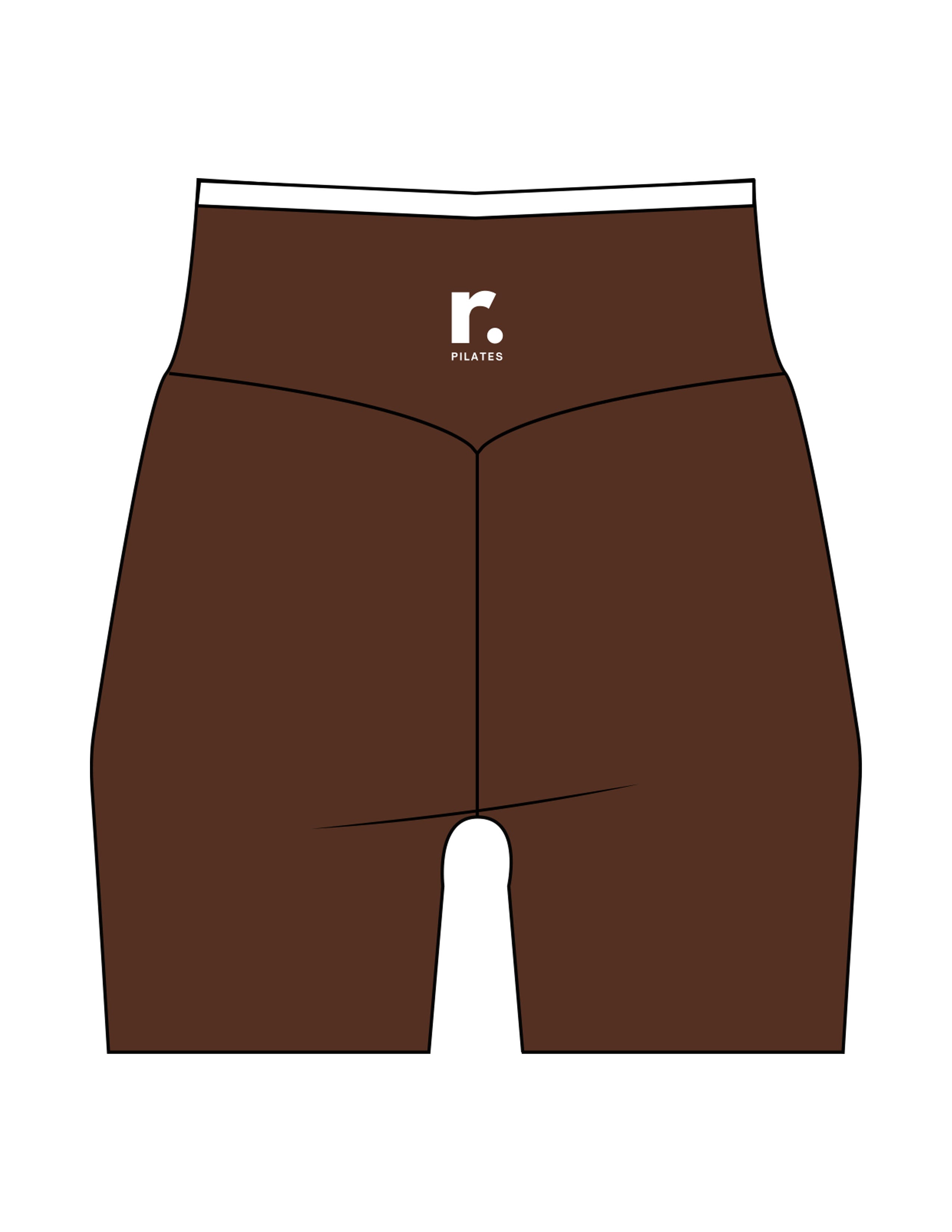 The Piped Crossover Short - Brown - RPCS - Back Waistline Stacked - Printed - White