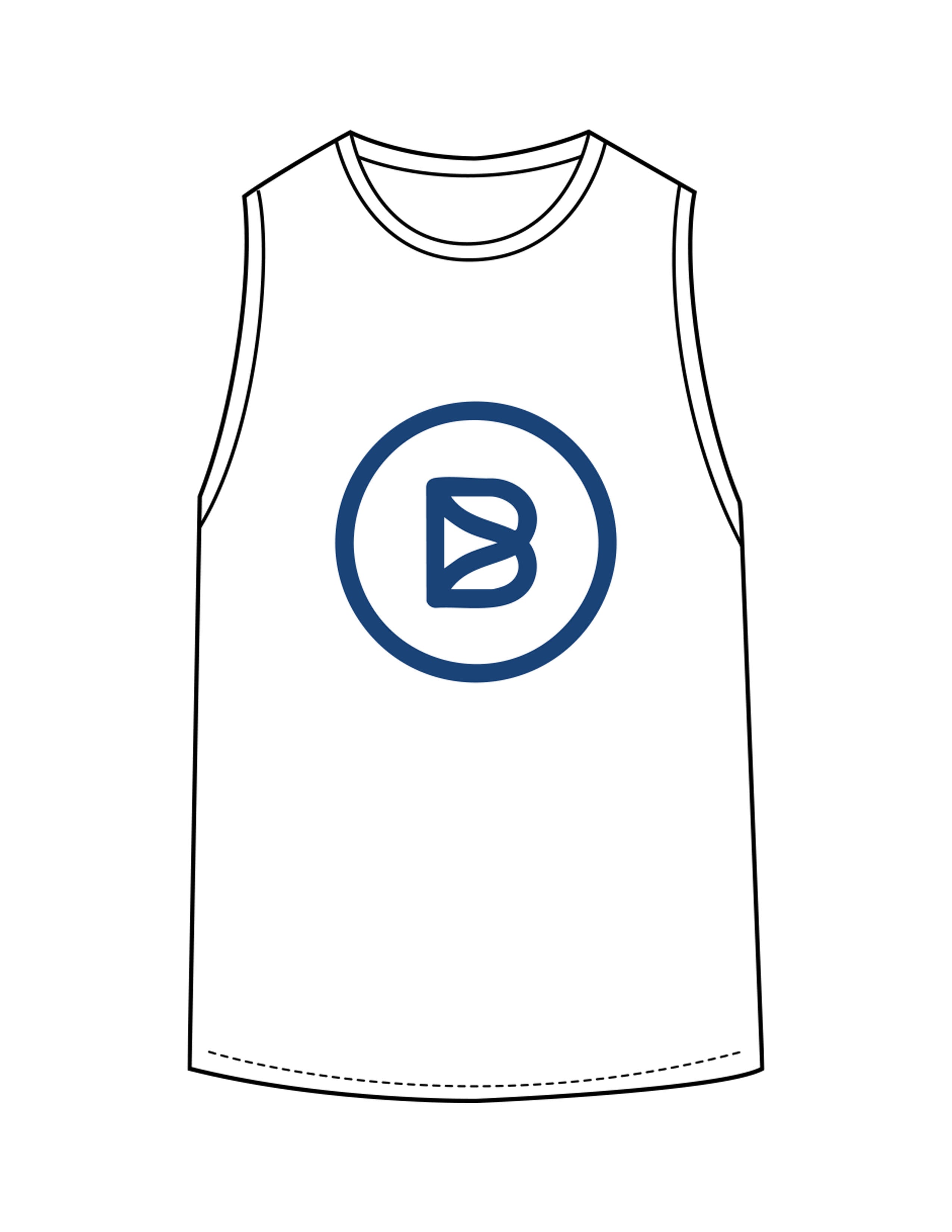 The Classic Full Length Tank - White  - Bond Fitness - Center Chest Round & Upper Back - Printed - Blue