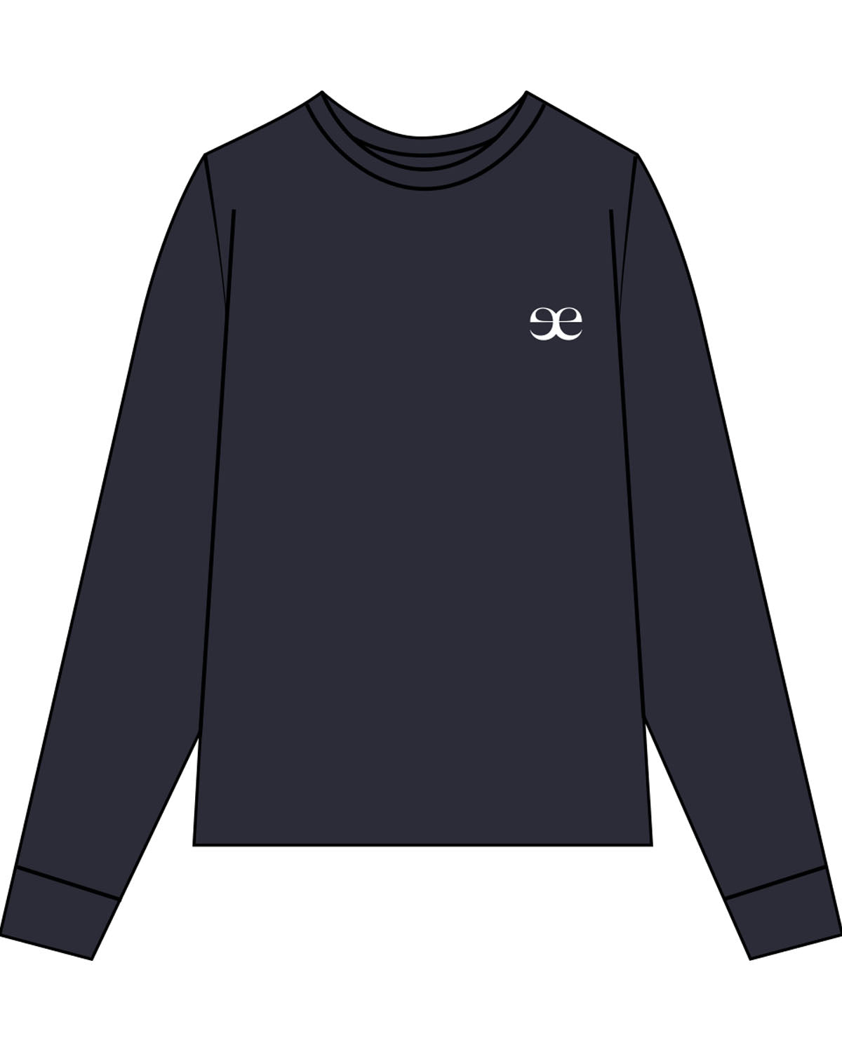 The Unisex Midweight Long Sleeve - Navy - Evolve Lagree - Left Chest - Printed - White