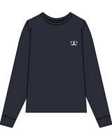 The Unisex Midweight Long Sleeve - Navy - Evolve Lagree - Left Chest - Printed - White