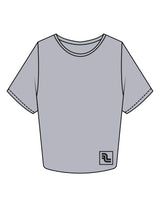 The Crop Tee - Heather - Fase Lagree - Front Bottom & Back Neckline - Printed - Charcoal