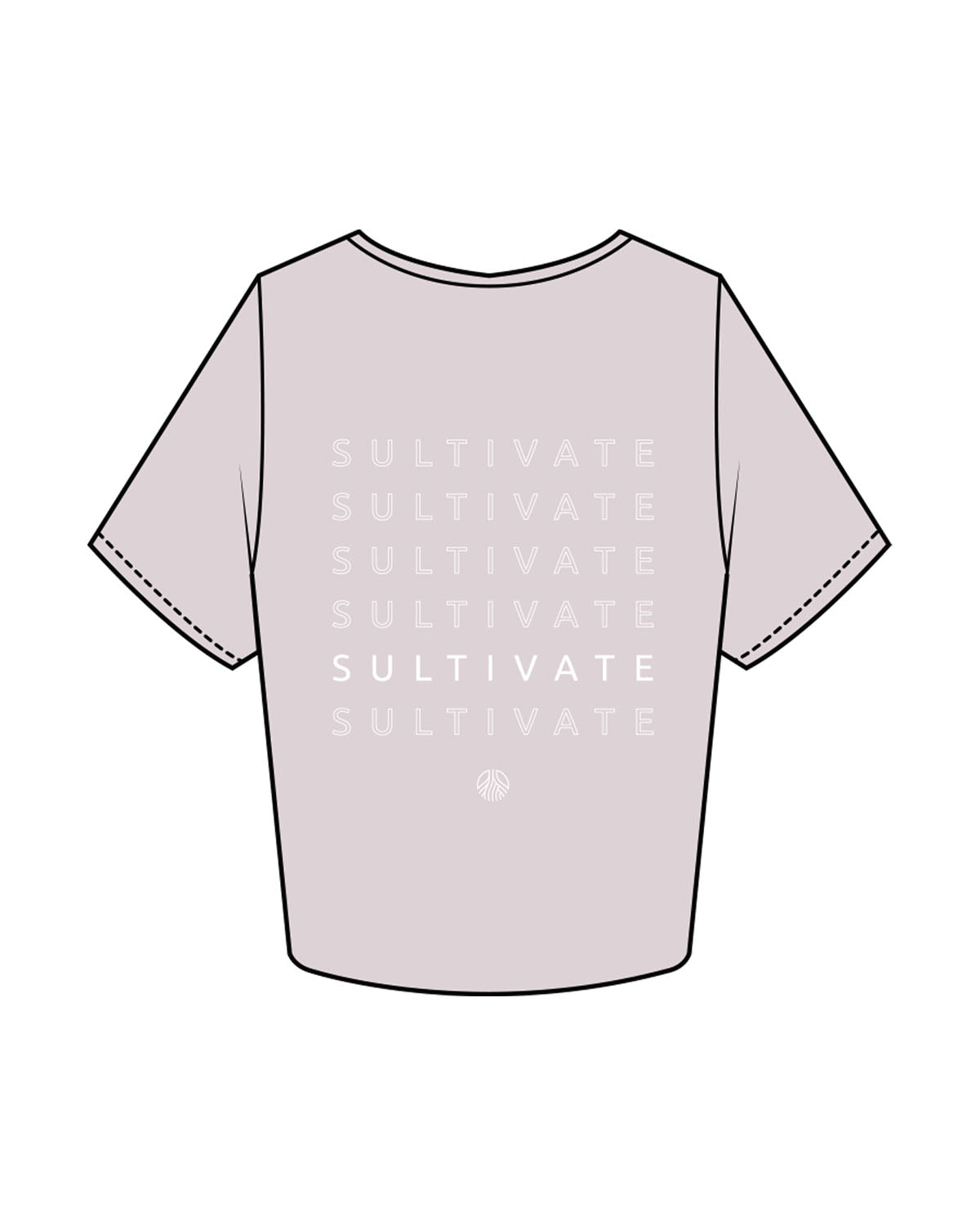 The Crop Tee - Orchid - Sultivate - Center Chest & Center Back Logo - Printed - White