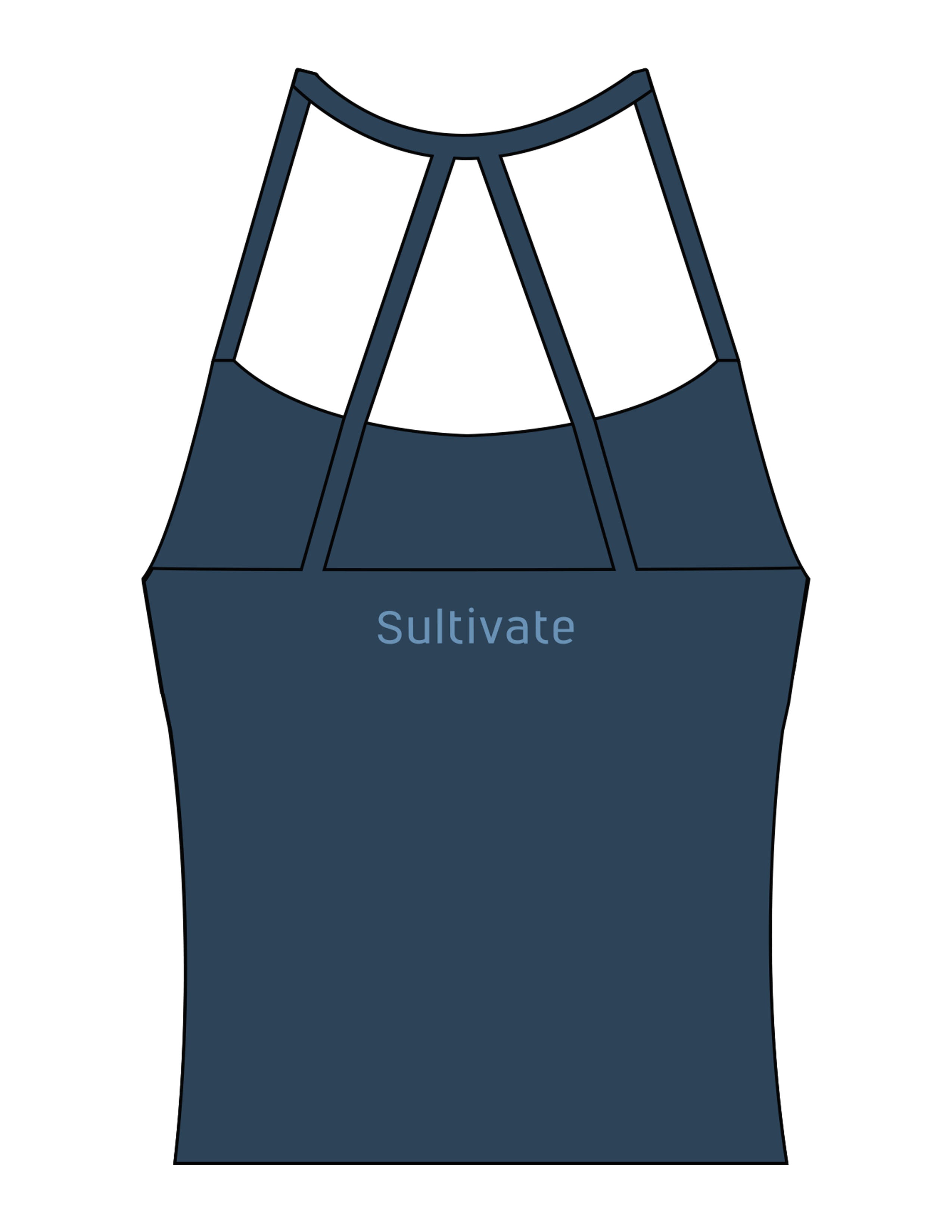 The Womens Sporty Tank - Navy - Sultivate - Left Chest & Center Back - Printed - Blue