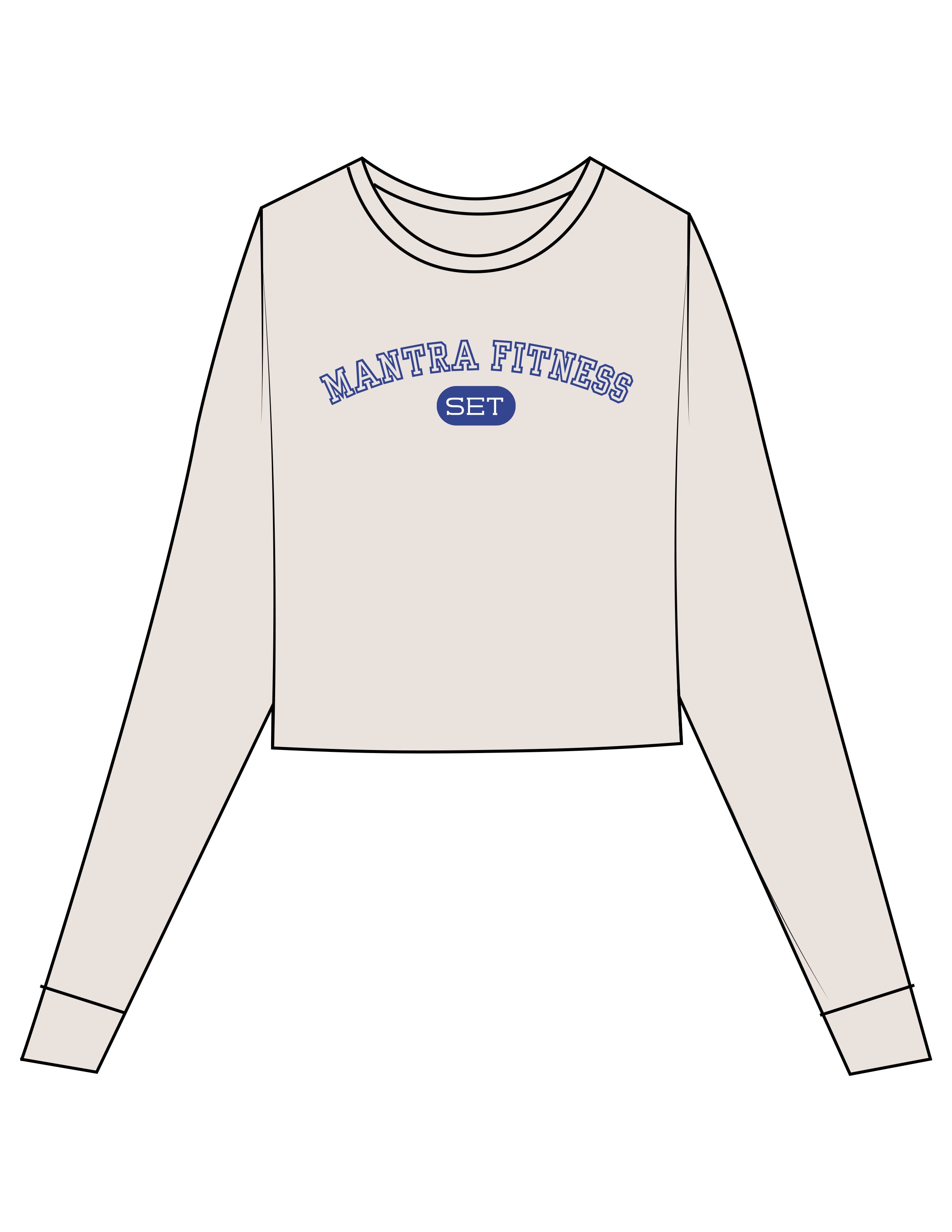 The Micro Rib Crop Long Sleeve - Natural - Mantra - Center Chest Arc Stacked - Printed - Full Color