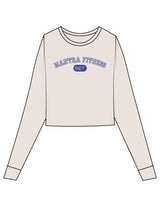 The Micro Rib Crop Long Sleeve - Natural - Mantra - Center Chest Arc Stacked - Printed - Full Color