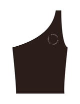 The One Shoulder Tank - Brown - ROLLHOUSE. - Left Chest Encircle - Printed - White