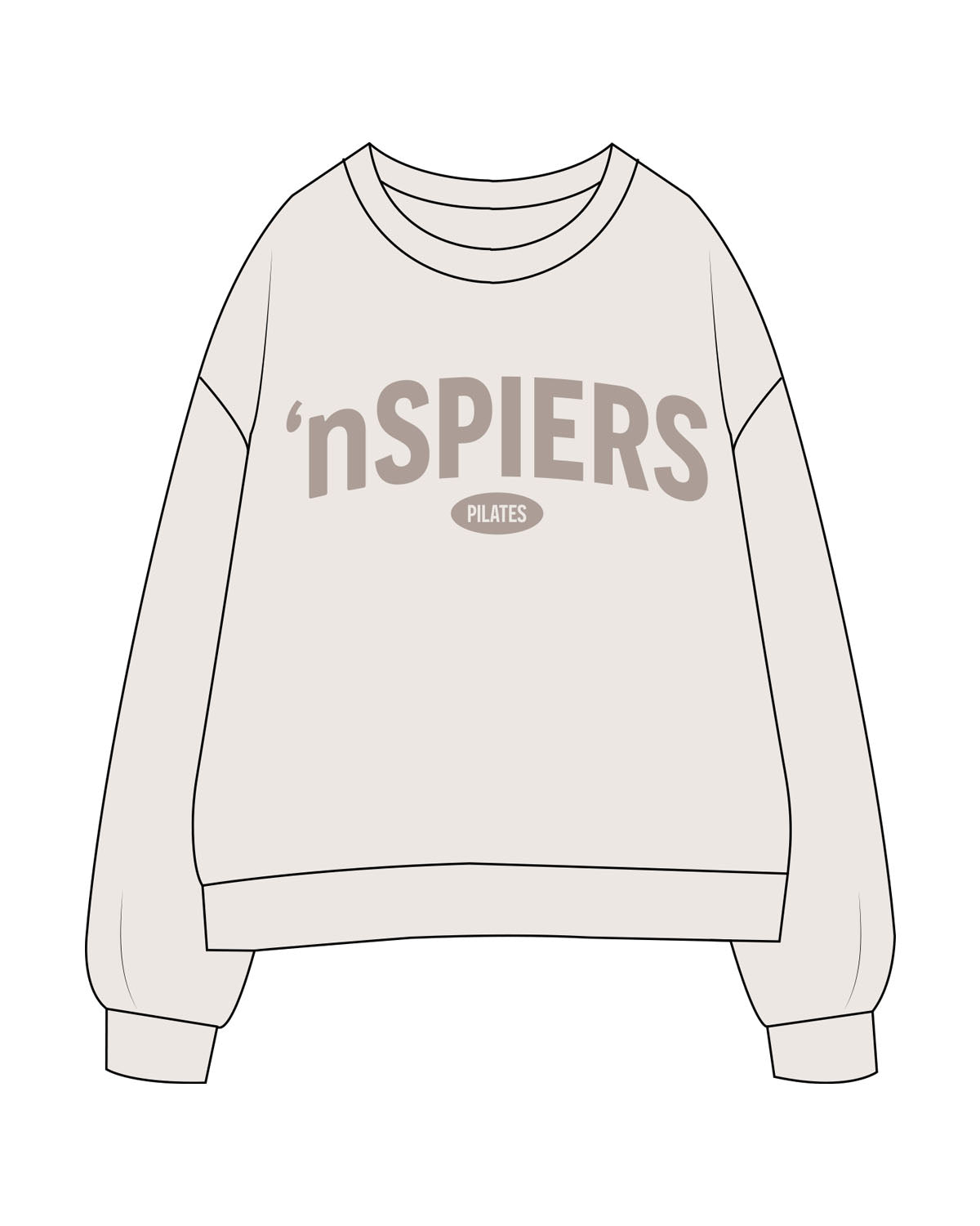 The Womens Crewneck - Bone - NSpiers - Chest Arc Stacked - Printed - Tone on Tone