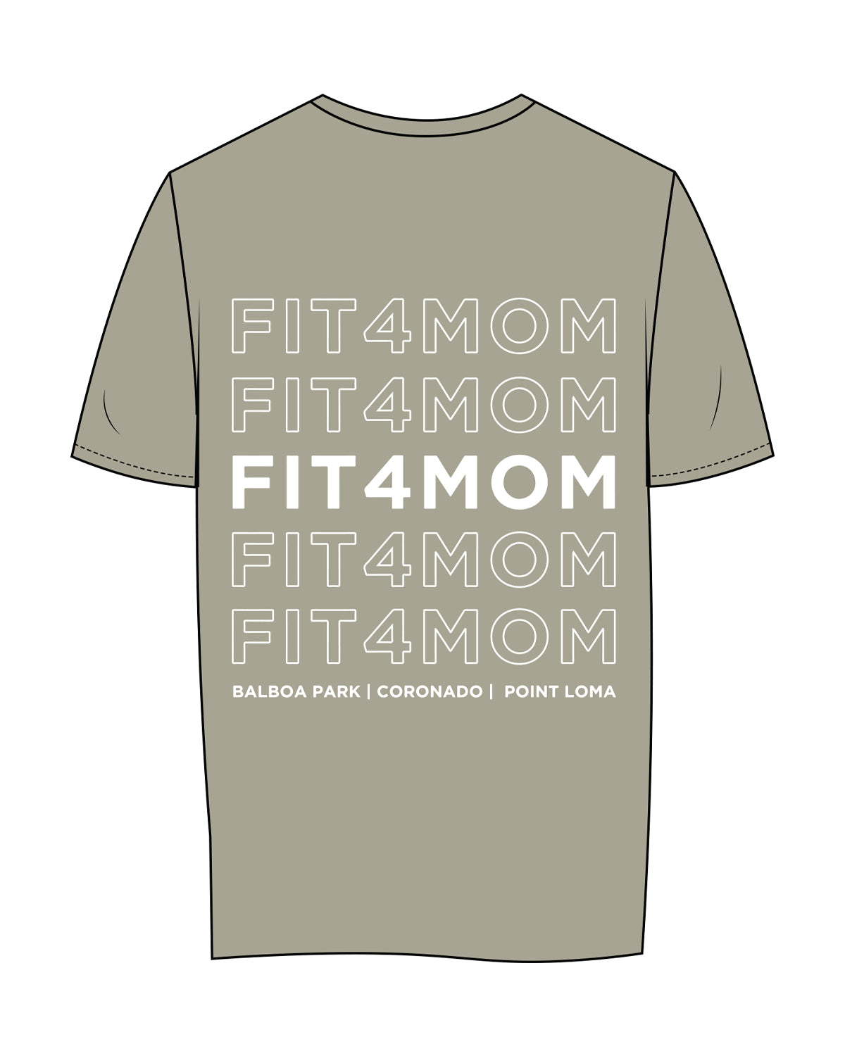 The Womens Tee - Eucalyptus - FIT4MOMBalboa - Left Chest & Back Stacked - White