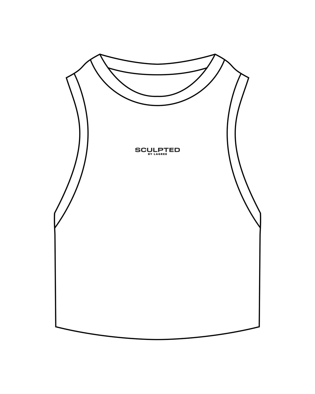 The Ribbed Crop Tank - White - Sculpted By Lagree - Center Chest - Embroidered - Black