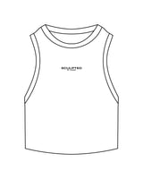 The Ribbed Crop Tank - White - Sculpted By Lagree - Center Chest - Embroidered - Black