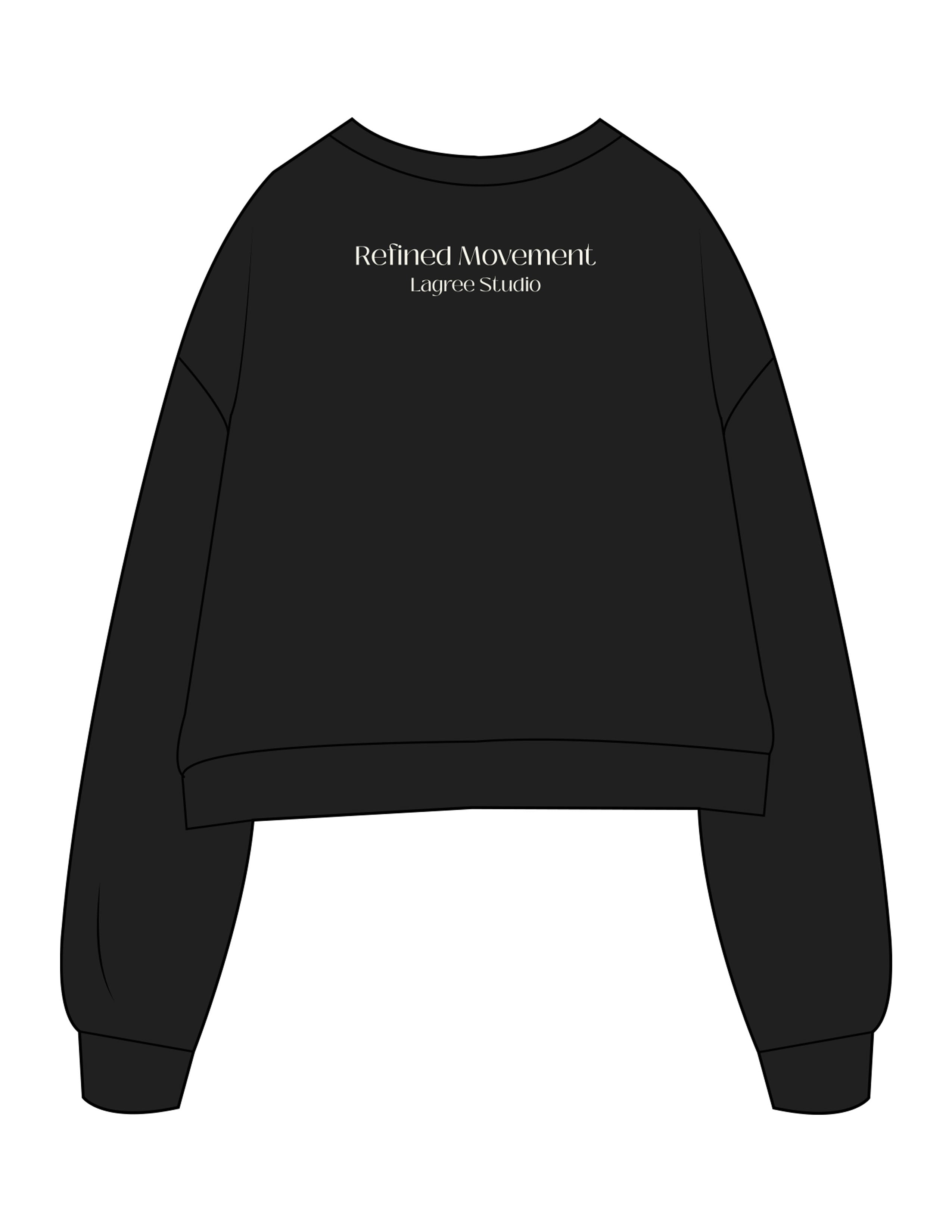 The Studio Crop - Black - Refined Movement - Center Chest Stacked & Back Stacked - Printed - Full Color