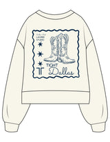 The Womens Heavyweight Crop - Off White - Tight Dallas - Center Chest & Center Back - Printed - Navy
