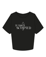 The Crop Tee - Black - Team Sculpted - Center Chest - Printed - White