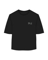 The Oversized Crop Tee - Black - Move House - Left Chest - Light Sage