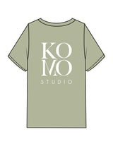 The Mens Heavyweight Tee - Pistachio - Komo Studio - Back Stacked - Printed - White