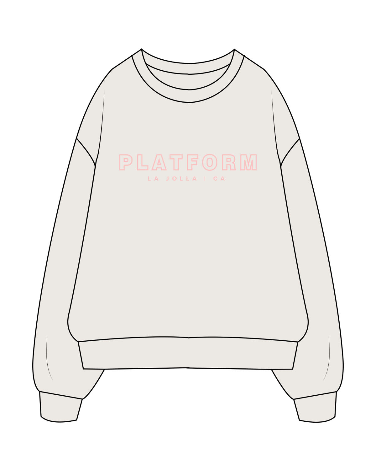 The Womens Crewneck - Bone - Platform - Center Chest & Back - Printed - Full Color