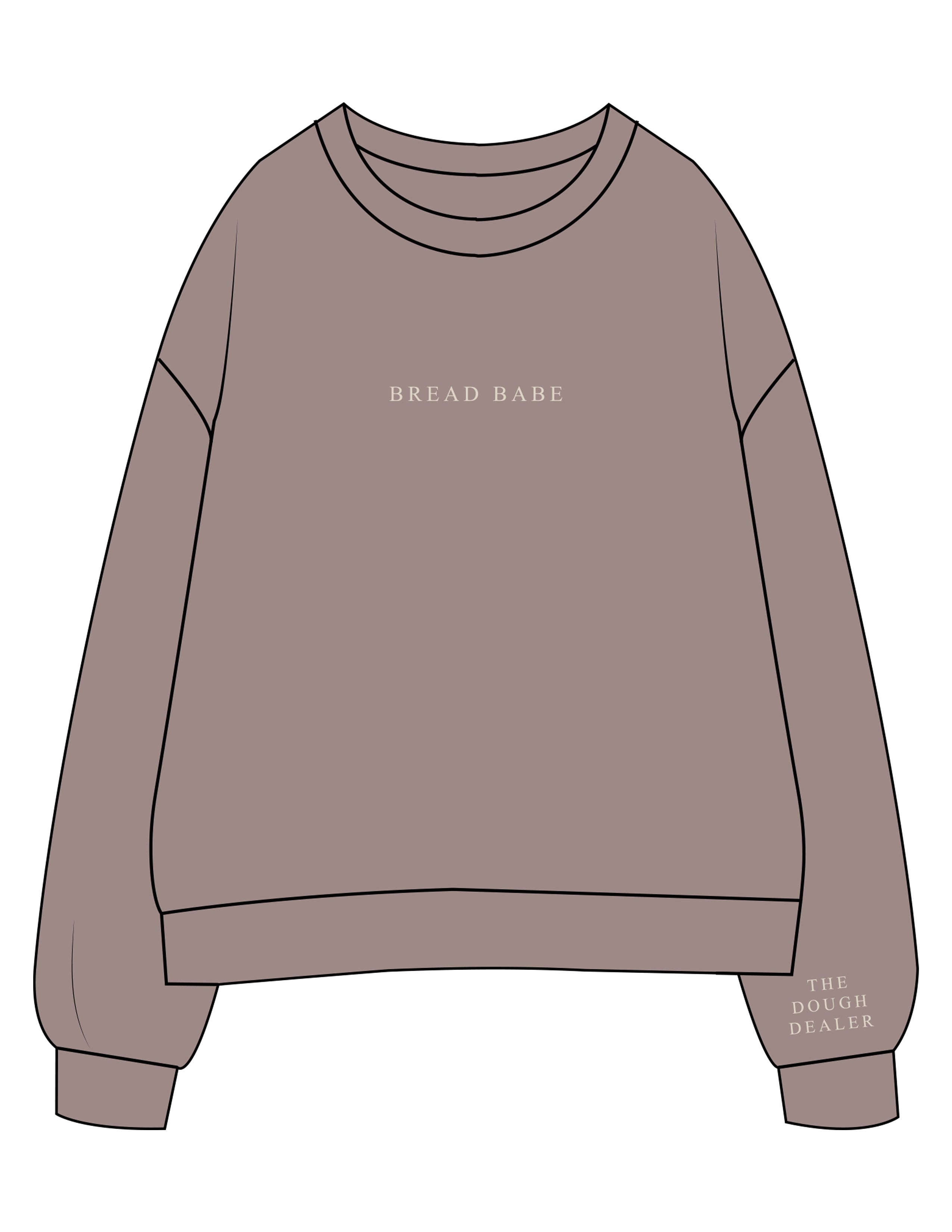 The Womens Crewneck - Washed Gray - The Dough Dealer - Center Chest & Left Wrist - Embroidered - Off White