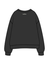 The Womens Crewneck - Washed Black - Core&Co - Center Chest Stacked & Back Neckline - Printed - Off White