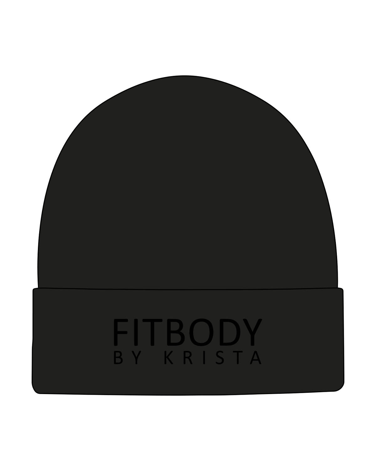 The Beanie - Black - Krista - Center Brim Stacked - Embroidered - Tone on Tone