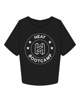 The Crop Tee - Black - Heat Bootcamp - Full Center Chest - White