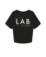 The Crop Tee - Black - Lab - Front & Back Center - Full Color