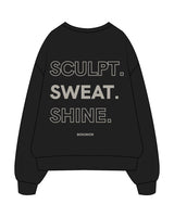 The Womens Crewneck - Black - Box Union - Left Chest & Back Stacked - Printed - Bone