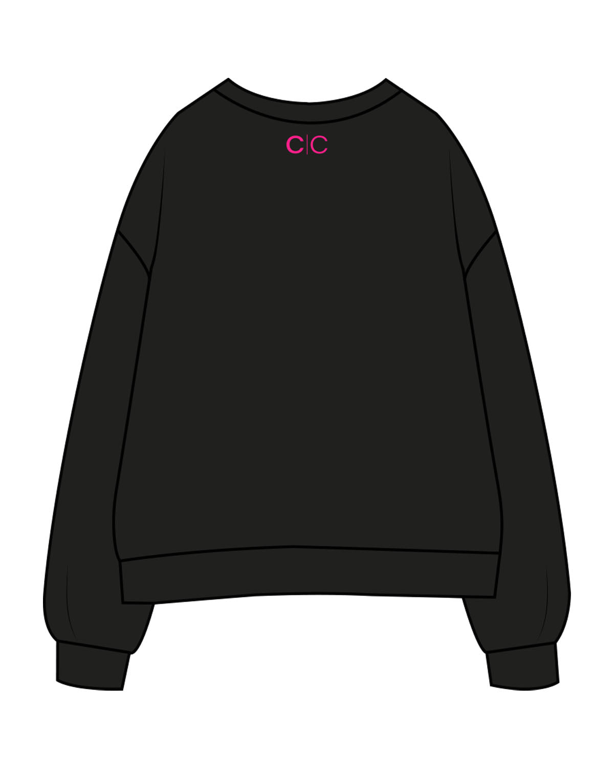 The Womens Crewneck - Black - Core Collective - Center Chest & Back Neckline - Printed - Hot Pink