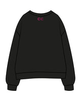 The Womens Crewneck - Black - Core Collective - Center Chest & Back Neckline - Printed - Hot Pink