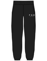 The Womens Sweatpants - Black - FS8 Studios - Left Leg Stacked - Embroidered - White