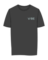 The Mens Tee - Charcoal - The Vibe - Left Chest - Printed - Light Blue