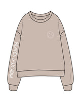 The Mens Crewneck - Bone - Pilates Leucadia - Right Sleeve & Left Chest - White