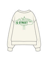 The Mens Heavyweight Crewneck - Off White - Q Street - Center Chest & Center Back Logo - Printed - Green