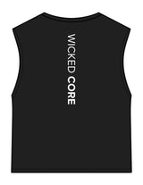 The Womens Classic Crop Tank - Black - Wicked Core - Front Stacked & Back Spine - Printed - Full Color