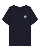 The Mens Heavyweight Tee - Navy - M4Lagree - Left Chest Icon - Light Blue