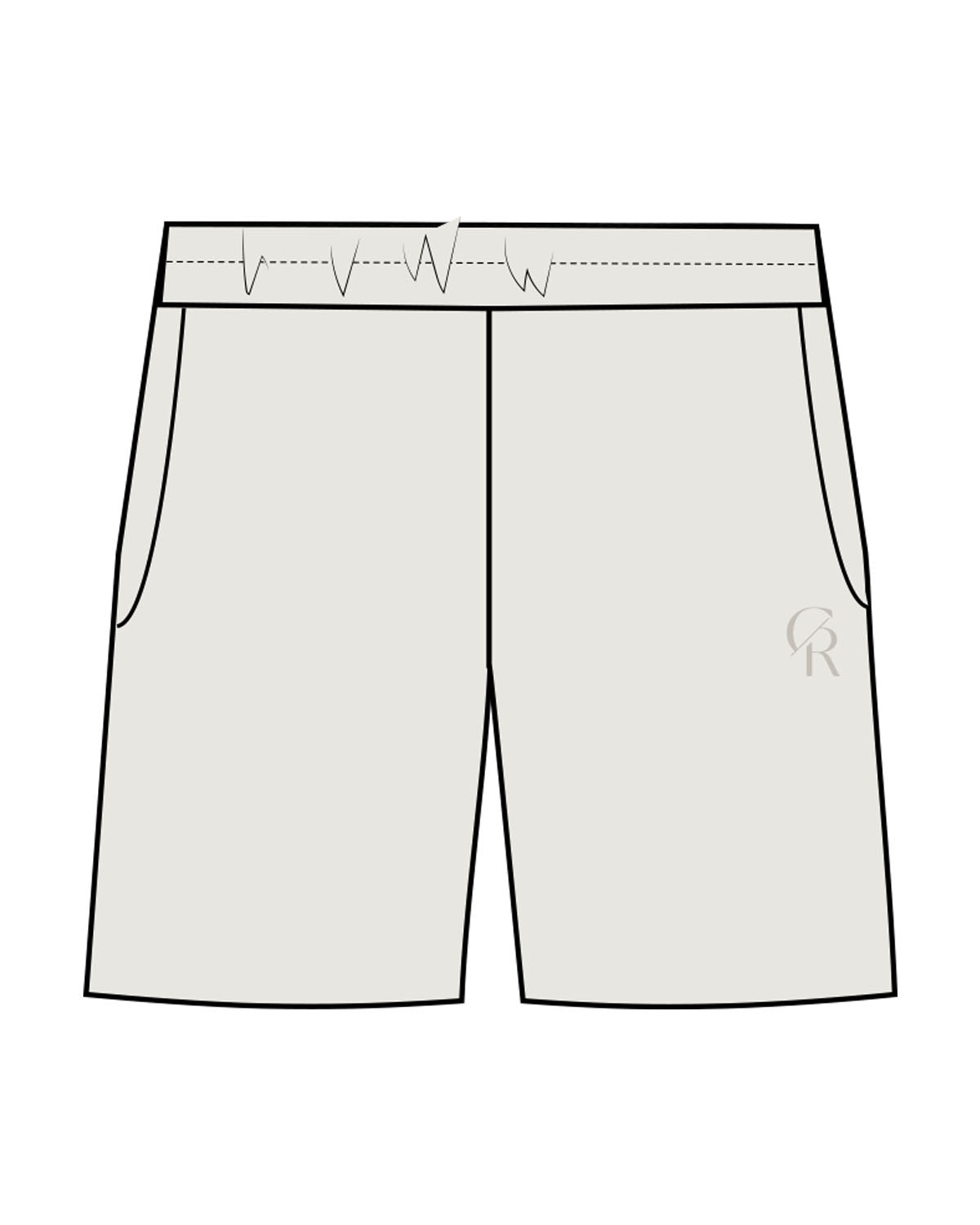 The Mens Sweat Shorts - Washed Bone - Core Reform - Left Leg - Printed - Tone on Tone