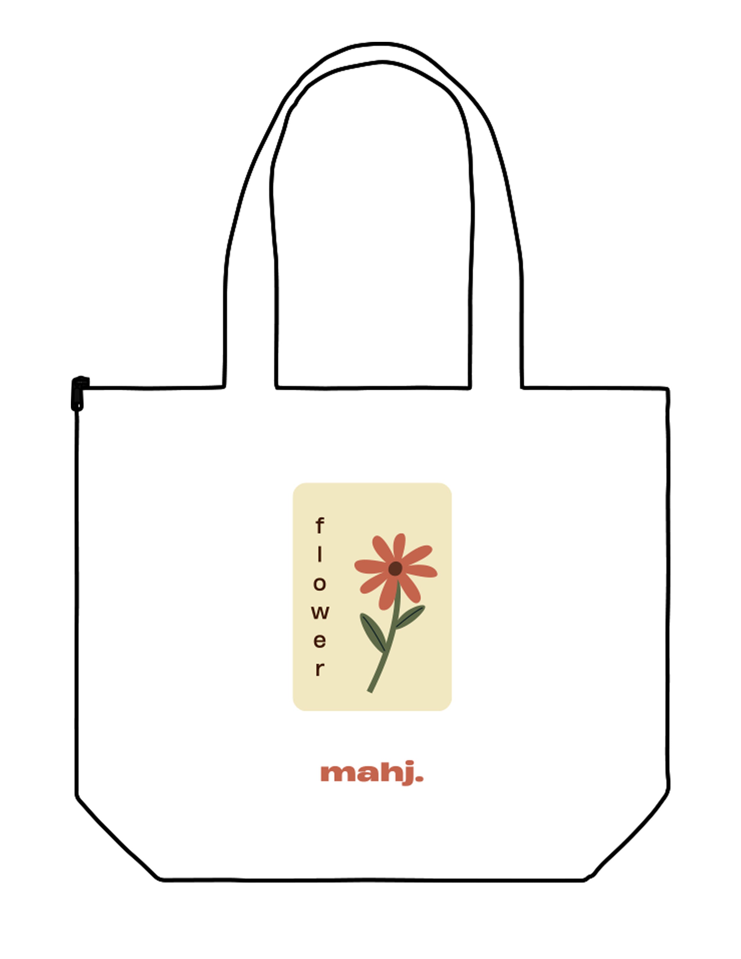 The Zipper Tote Bag - White - Barnes. The Label - Center Body - Printed - Full Color