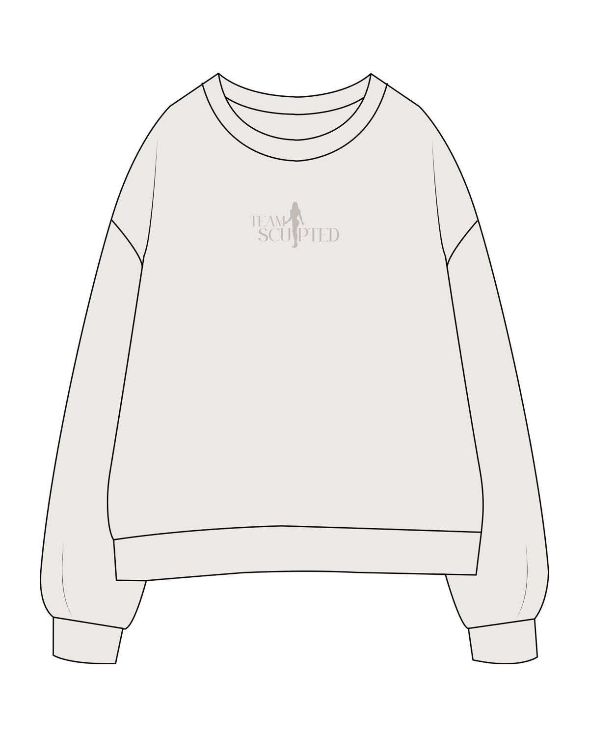 The Womens Crewneck - Bone - Team Sculpted - Center Chest Logo - Embroidered - Tone on Tone