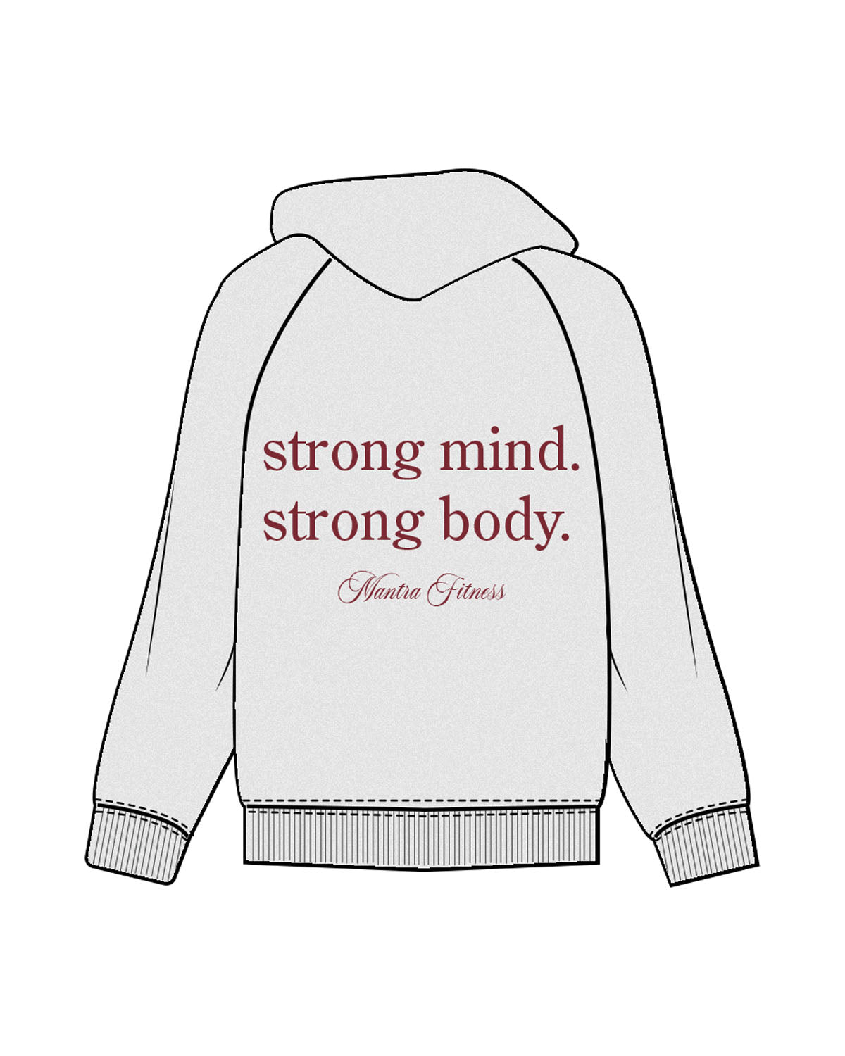 The Mens Hoodie - White Heather - Mantra - Left Chest & Back Stacked - Printed - Maroon