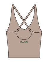 The Sporty Strappy Tank - Light Brown - OCWC - Center Back "OASIS" - Printed - Green
