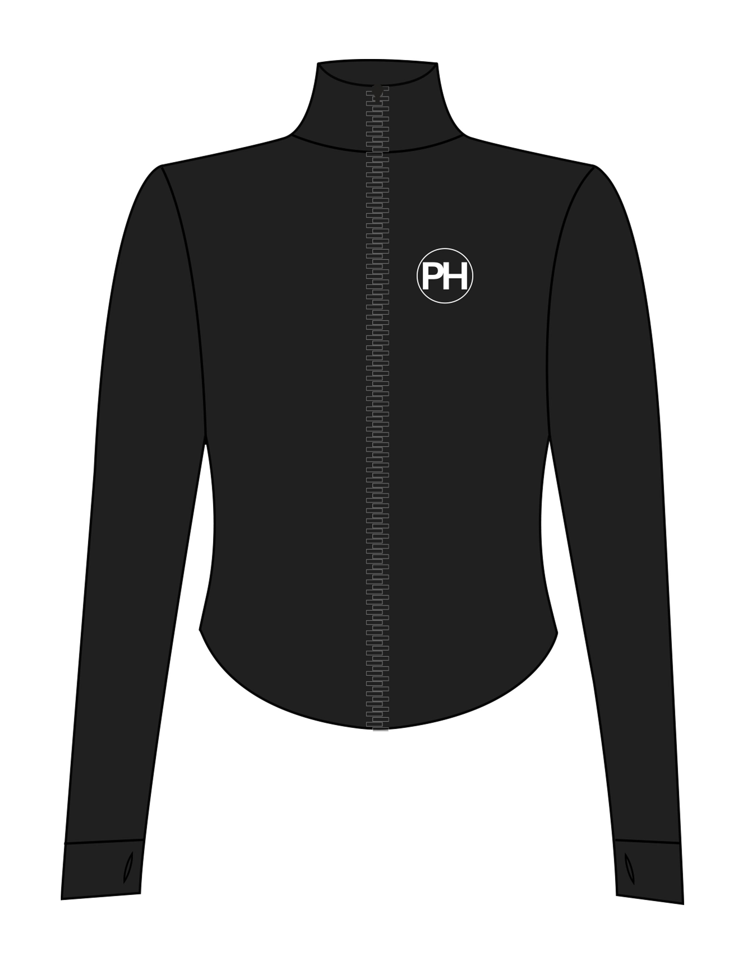 The 3/4 Crop Zip Jacket - Black - Powerhaus Lagree - Left Chest Round - Printed - White