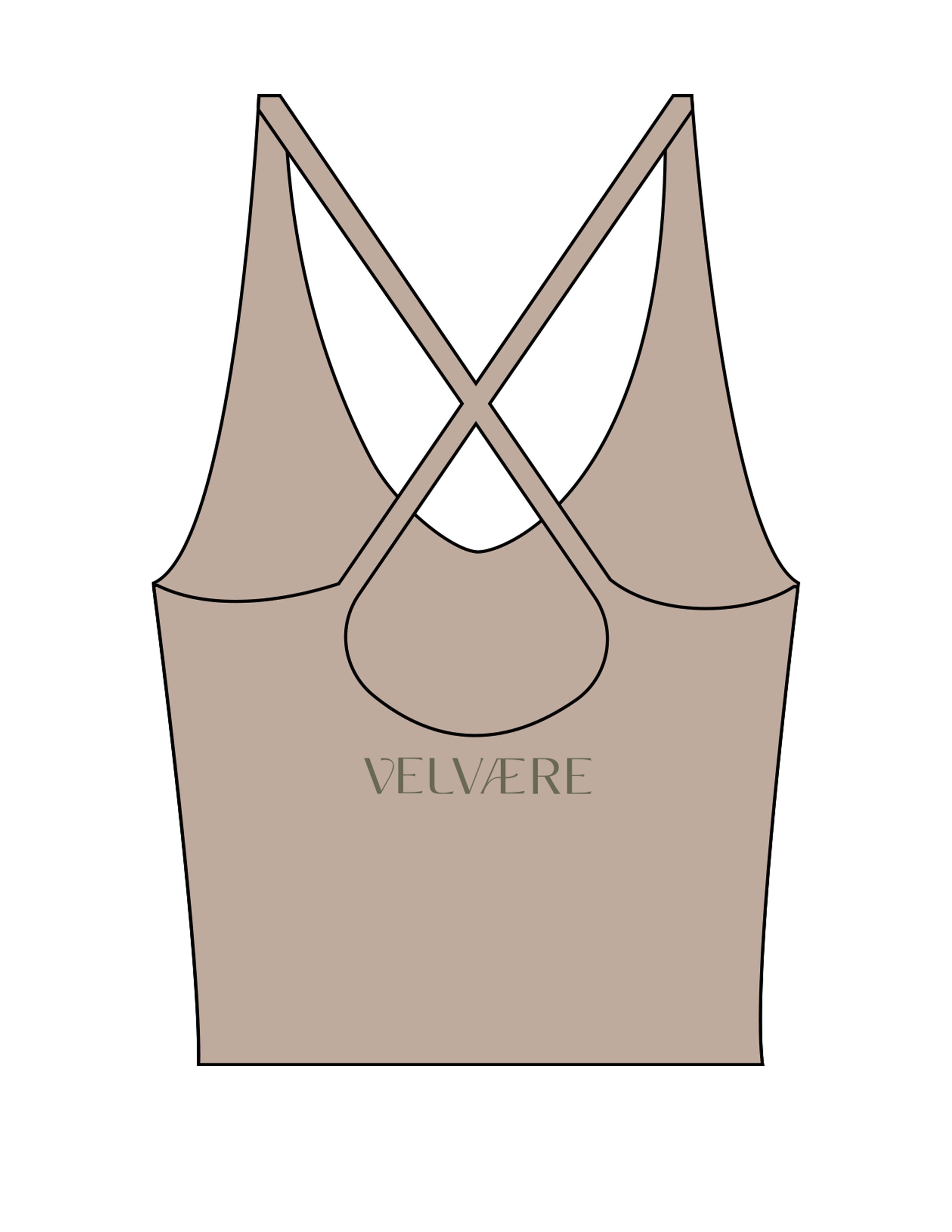 The Sporty Strappy Tank - Light Brown - Velvaere - Center Back - Printed - Green