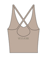The Sporty Strappy Tank - Light Brown - Velvaere - Center Back - Printed - Green