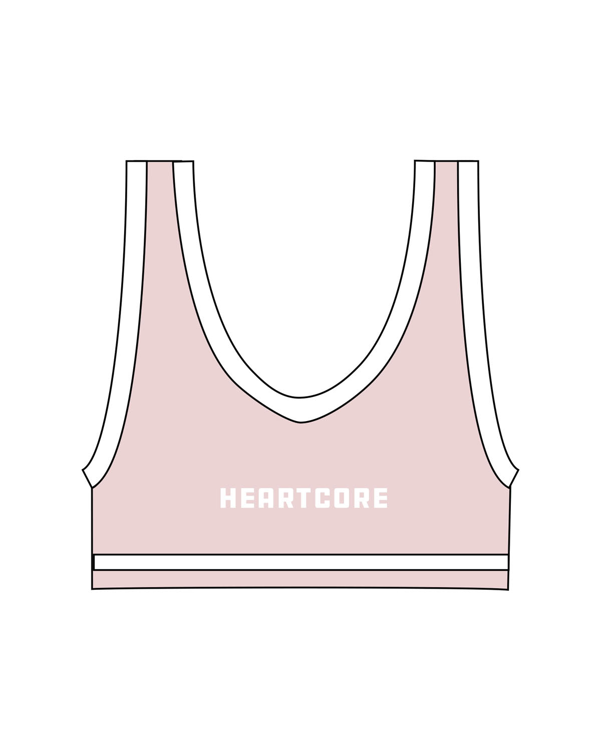 The Piped Bra - Pink - HeartCore - Left Chest & Center Back - Printed - Full Color