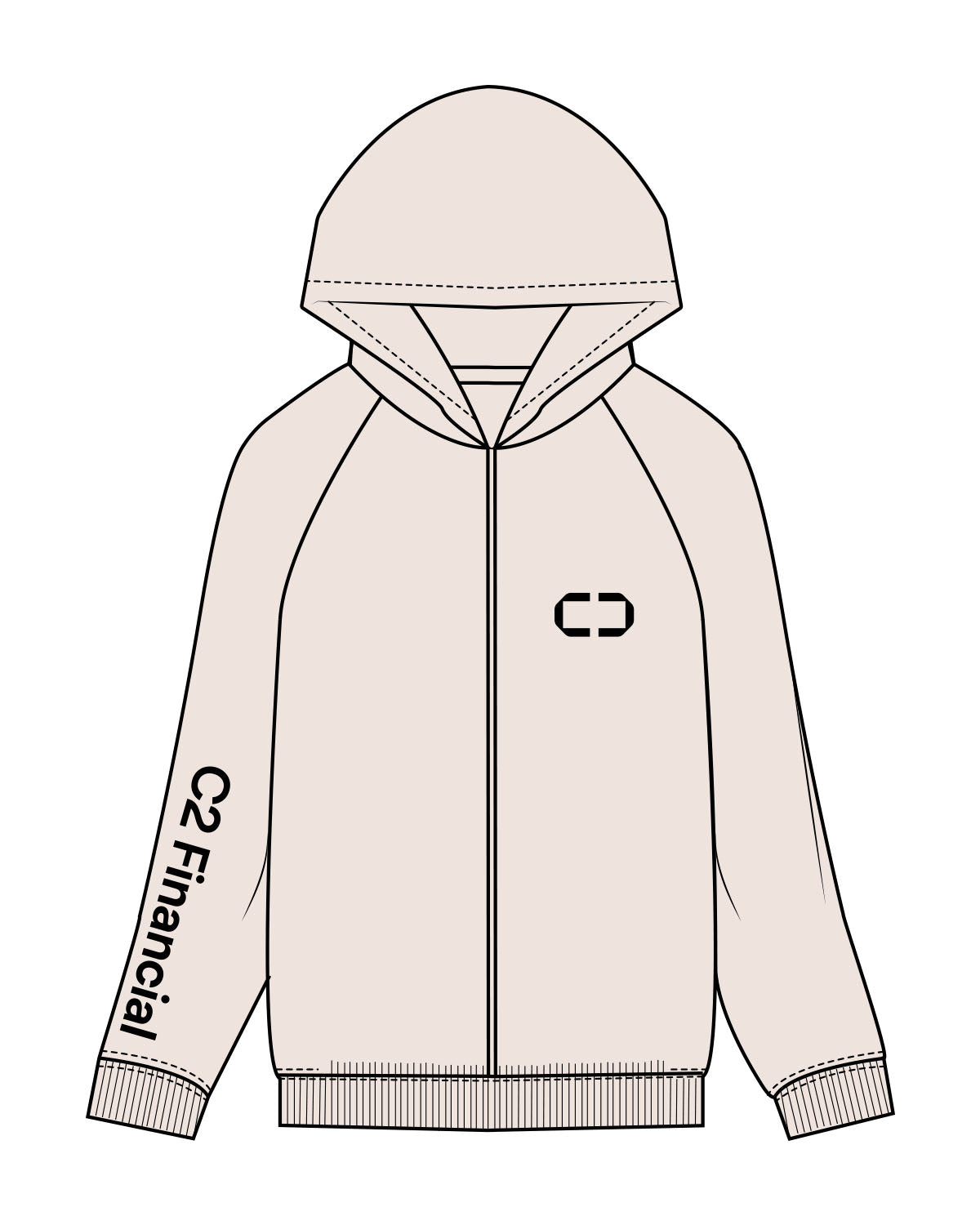 The Recycled Unisex Zip Hoodie - Polar - C2 Financial - Left Chest & Right Sleeve - Printed - Black